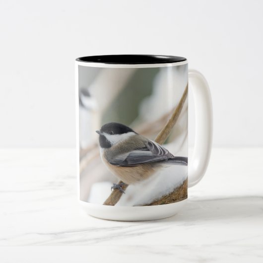 Tasse 2 Couleurs Bird, Chickadee, Thoreau, citation, (Devant droit)