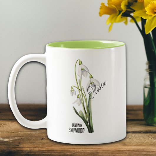 Tasse 2 Couleurs Birth Flower Month January Snowdrop Name