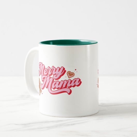 Tasse 2 Couleurs Biscuit en pain d'épices Joyeux Noël Mama (Devant gauche)