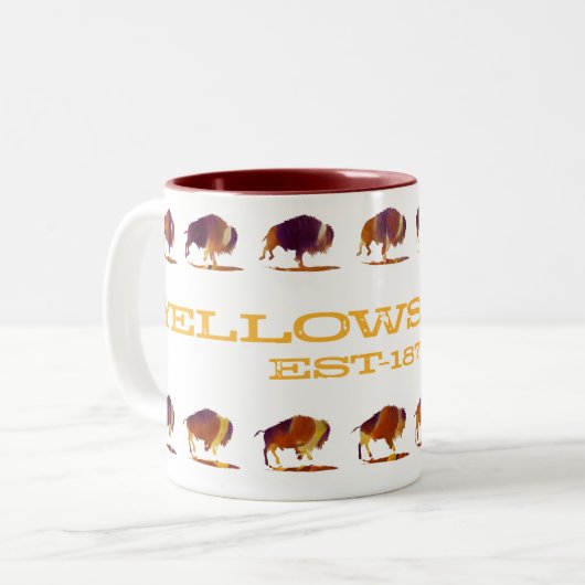 Tasse 2 Couleurs Bison de Yellowstone coule (Devant gauche)