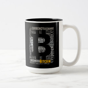 Tasse 2 Couleurs Bitcoin logo wordart graphiques
