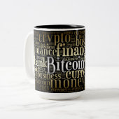 Tasse 2 Couleurs Bitcoin logo wordart graphiques (Devant gauche)