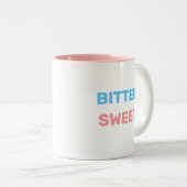 Tasse 2 Couleurs Bittersweet en Turquoise & Texte Rose Coff à deux  (Devant droit)
