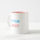 Tasse 2 Couleurs Bittersweet en Turquoise & Texte Rose Coff à deux  (Devant gauche)