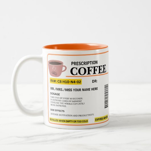 Tasse 2 Couleurs Bizarre de café de prescription (Gauche)