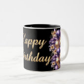 Tasse 2 Couleurs Black and Purple Happy Birthday (Devant droit)
