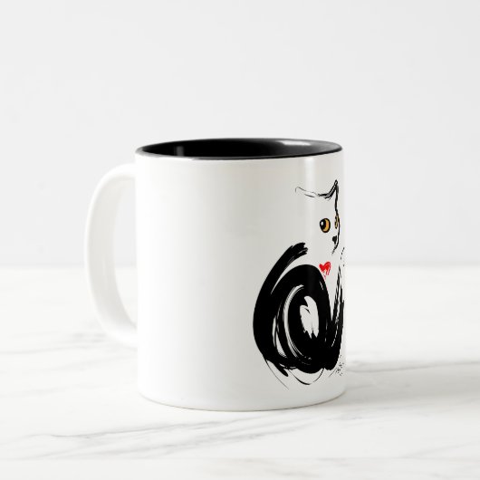 Tasse 2 Couleurs Black Cat Love (Devant gauche)