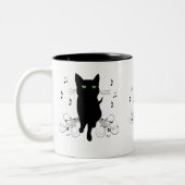 Tasse 2 Couleurs Black Cat Surrounded by Whispering Notes of Music (Gauche)