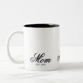 Tasse 2 Couleurs Black Elegant Script Established Mom (Gauche)
