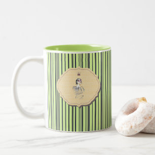 Tasse 2 Couleurs Black et vert mignonne fille beauté bande
