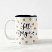 Tasse 2 Couleurs Black Gold Polkadot Script Hello Gorgey (Gauche)