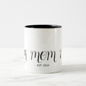 Tasse 2 Couleurs Black Graceful Script Established New Mom (Centre)