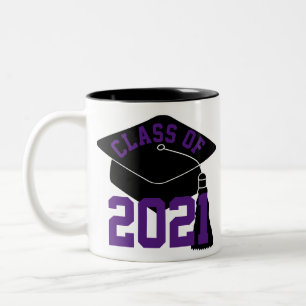 Tasse 2 Couleurs Black Grad Casquette Purple Classe de 2024