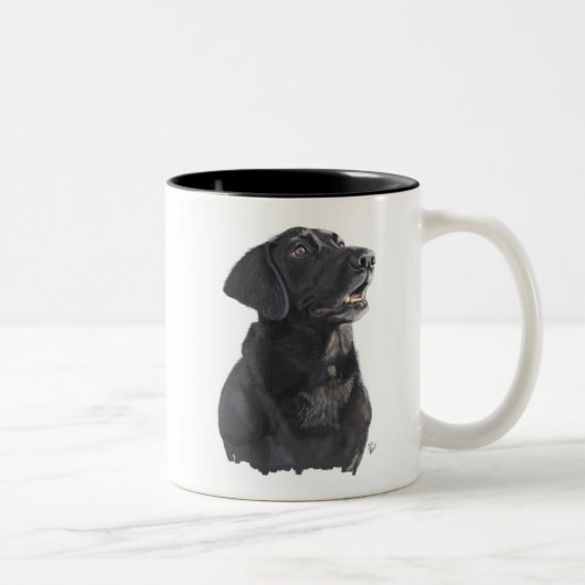 Tasse 2 Couleurs Black Lab Dog Art (Droit)