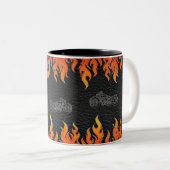 Tasse 2 Couleurs Black Leather Orange Flames (Devant droit)