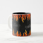 Tasse 2 Couleurs Black Leather Orange Flames (Devant gauche)