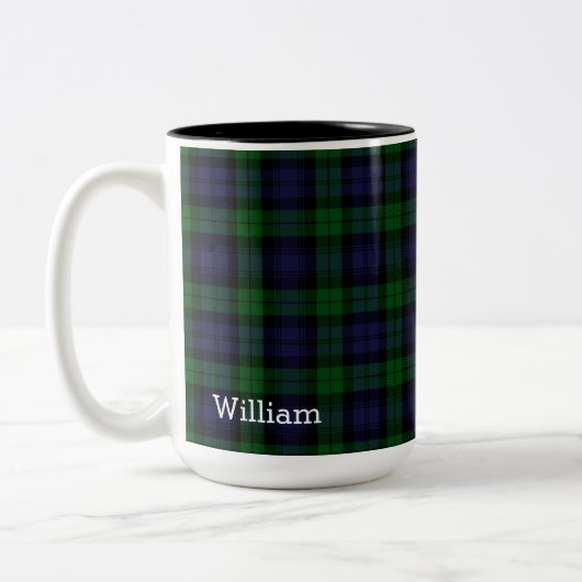 Tasse 2 Couleurs Black Watch Tartan Plaid personnalisé (Gauche)
