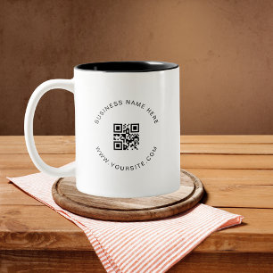 Tasse 2 Couleurs Black & White Custom Business Company QR Code Scan