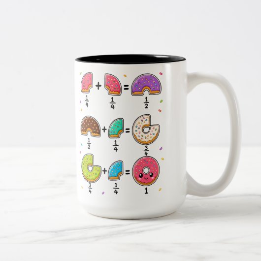 Tasse 2 Couleurs Blagues de maths sur les fractions de beignets (Droit)
