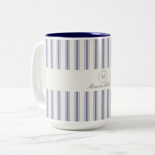Tasse 2 Couleurs Bleu à rayures (Devant gauche)