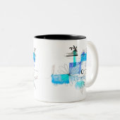 Tasse 2 Couleurs Bleu Abstrait Géométrique Bleu noir (Devant droit)