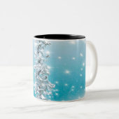 Tasse 2 Couleurs bleu arctique gelé argenté brillant à feuillage pe (Devant droit)