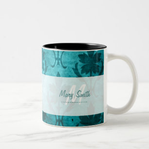 Tasse 2 Couleurs Bleu blanc initial fait sur commande de motif