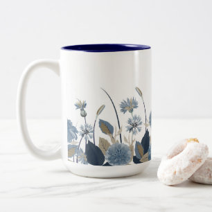Tasse 2 Couleurs Bleu Dahlias Cornflower