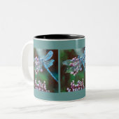 Tasse 2 Couleurs Bleu Dragonfly Repose Sur L'Ail Sauvage (Devant gauche)