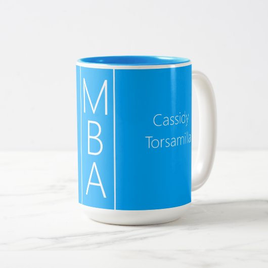 Tasse 2 Couleurs Bleu du grade MBA (Devant droit)