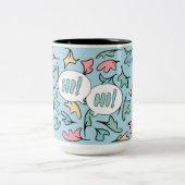 Tasse 2 Couleurs Bleu Feuille Pastel (Centre)