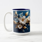 Tasse 2 Couleurs "Bleu floral délice café Mug" (Gauche)
