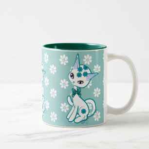 Tasse 2 Couleurs Bleu Girly mignon d'Aqua de chat de Kitty