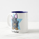 Tasse 2 Couleurs Bleu Heeler d'étoile de Kawaii (Devant gauche)