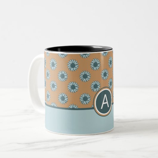 Tasse 2 Couleurs Bleu monogramme (Devant gauche)
