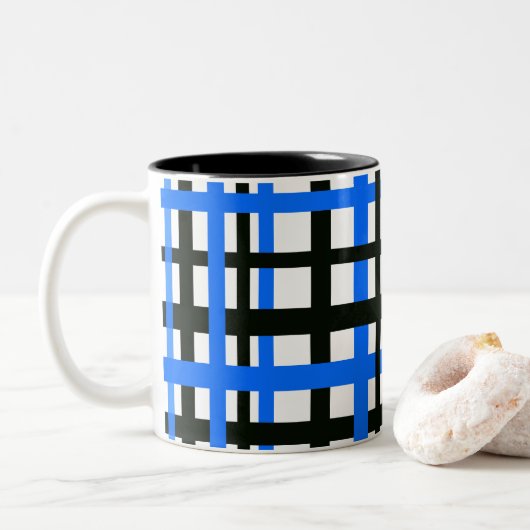 Tasse 2 Couleurs Bleu noir blanc (Avec donut)