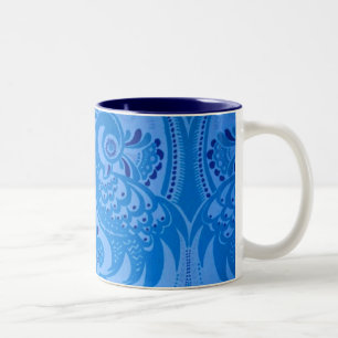 Tasse 2 Couleurs Bleu Oriental Peacock Birds