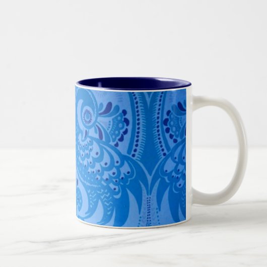 Tasse 2 Couleurs Bleu Oriental Peacock Birds (Droit)