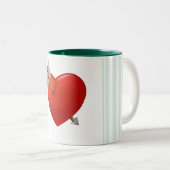 Tasse 2 Couleurs Bleu - Percé Valentine Coeur (Devant droit)