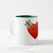 Tasse 2 Couleurs Bleu - Percé Valentine Coeur (Devant gauche)