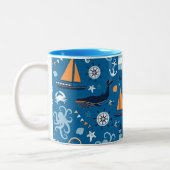 Tasse 2 Couleurs Bleu profond Toutes les choses Nautiques (Gauche)