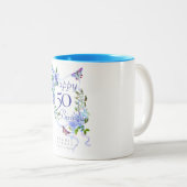 Tasse 2 Couleurs Bleu Rose Ruban Anniversaire (Devant droit)