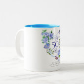 Tasse 2 Couleurs Bleu Rose Ruban Anniversaire (Devant gauche)