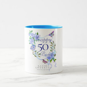 Tasse 2 Couleurs Bleu Rose Ruban Anniversaire