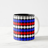 Tasse 2 Couleurs Bleu Rouge Blanc Moderne Points et Rayures (Devant droit)
