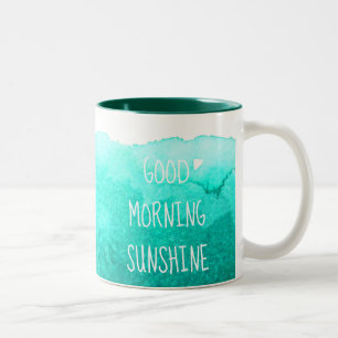 Tasse 2 Couleurs Bleu turquoise de citation de café de soleil