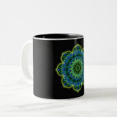 Tasse 2 Couleurs bleu vert mandala (Devant gauche)