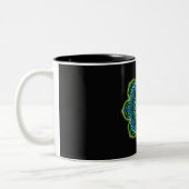 Tasse 2 Couleurs bleu vert mandala (Gauche)
