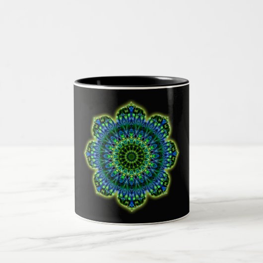 Tasse 2 Couleurs bleu vert mandala (Centre)