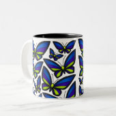 Tasse 2 Couleurs Bleu violet ailes vertes maintenant (Devant gauche)